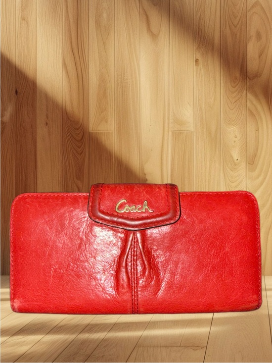 Coach Handbags - Coach Ashley Leather Wallet- "Saucy" red